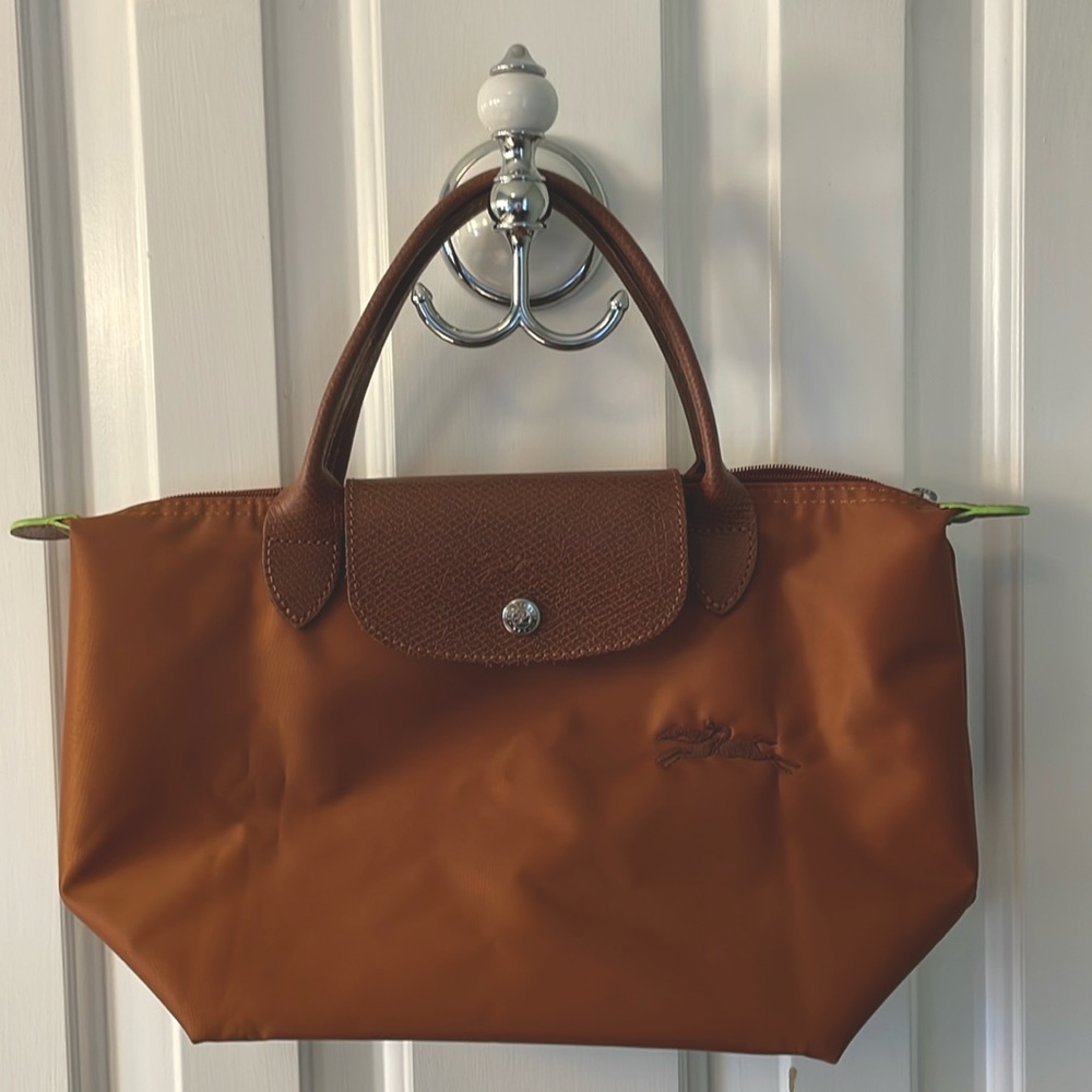 Longchamp Small Le Pliage Recycled Canvas Top Handle Bag - Cognac